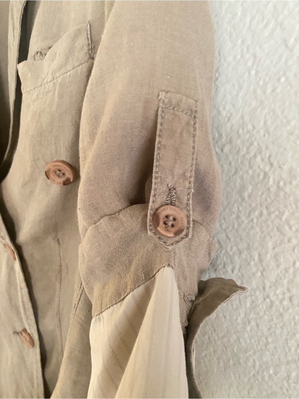 Women's 100% Linen Double-Breasted Lightweight Blazer in Taupe - Picture 8 of 11